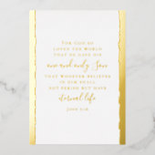 John 3:16 Personalized Elegant Christmas Gold Folie Feestdagenkaart (Voorkant)