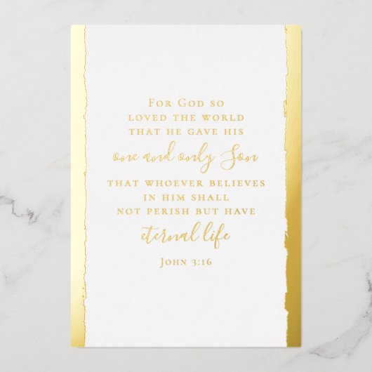 John 3:16 Personalized Elegant Christmas Gold Folie Feestdagenkaart (Voorkant)