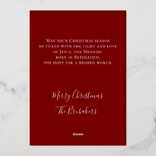 John 3:16 Personalized Elegant Christmas Gold Folie Feestdagenkaart (Achterkant)