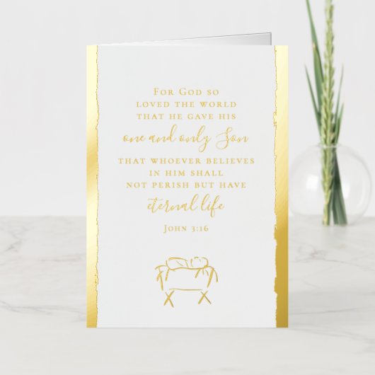 John 3:16 Personalized Elegant Christmas Gold Folie Feestdagenkaart (Voorkant)