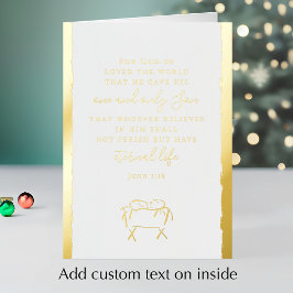 John 3:16 Persoonlijke Elegante Kerstmis Goud Folie Feestdagenkaart