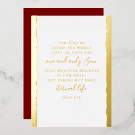 John 3:16 Persoonlijke Elegante Kerstmis Goud Folie Feestdagenkaart