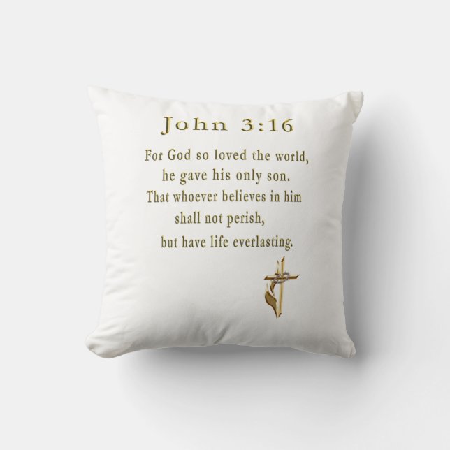 John 3:16 producten kussen (Voorkant)