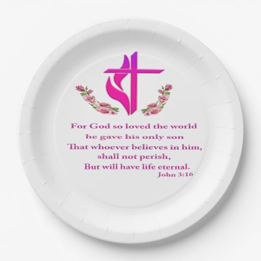 John 3:16 producten papieren bordje (Voorkant)