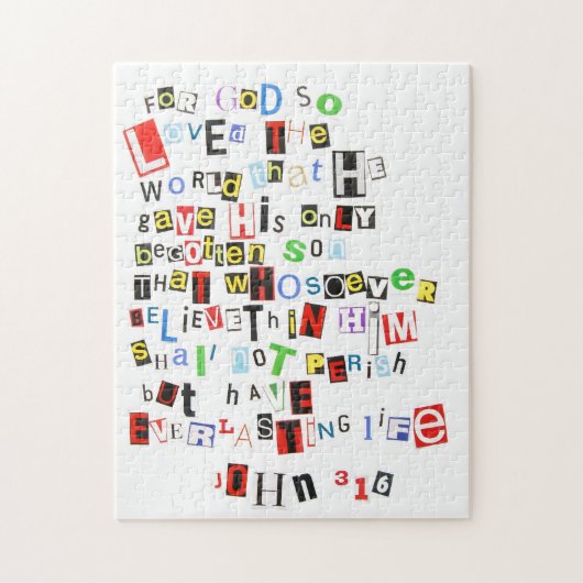 John 3:16 Ransom Note Legpuzzel (Verticaal)