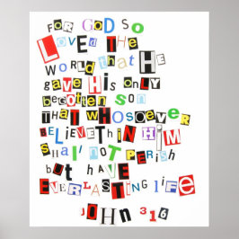 John 3:16 Ransom Note Poster