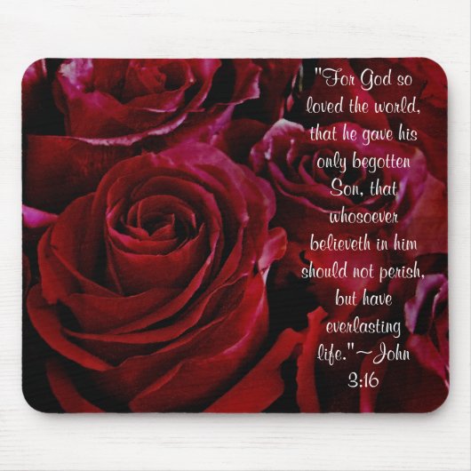 John 3:16 Red roses mousepad Muismat (Voorkant)