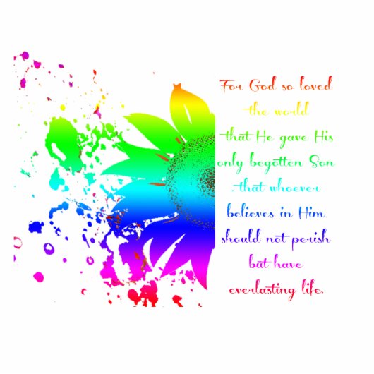 John 3:16 regenboogzonnebloemmagneet fotobeeldje magneet (Voorkant)