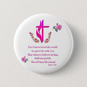John 3:16 ronde button 5,7 cm