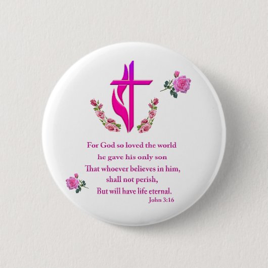 John 3:16 ronde button 5,7 cm (Voorkant)