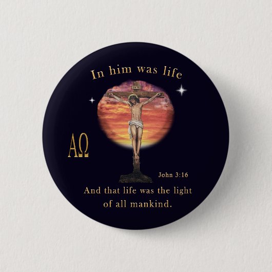 John 3:16 ronde button 5,7 cm (Voorkant)