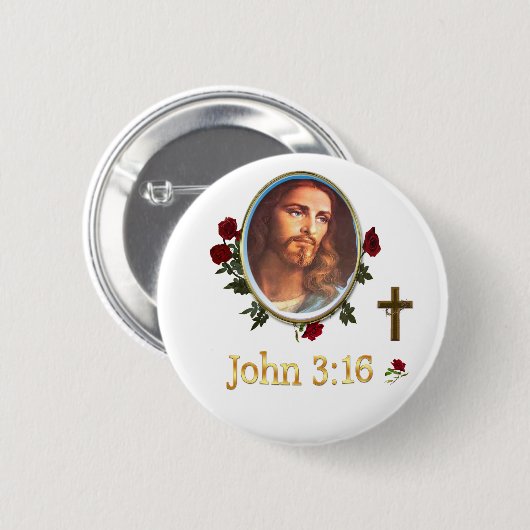 JOhn 3:16 Ronde Button 5,7 Cm (Voorkant /achterkant)