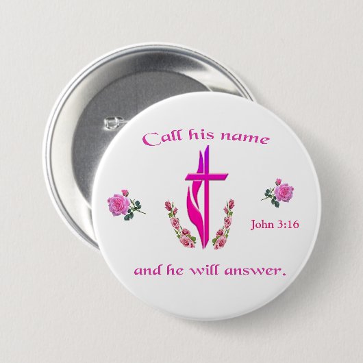 John 3:16 ronde button 7,6 cm (Voorkant /achterkant)