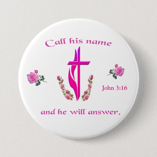 John 3:16 ronde button 7,6 cm (Voorkant)