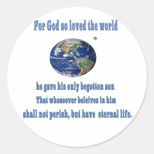 John 3:16 ronde sticker (Voorkant)