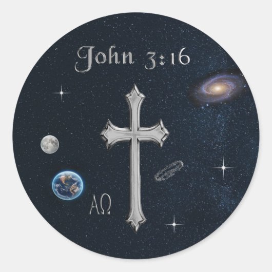 John 3:16 ronde sticker (Voorkant)