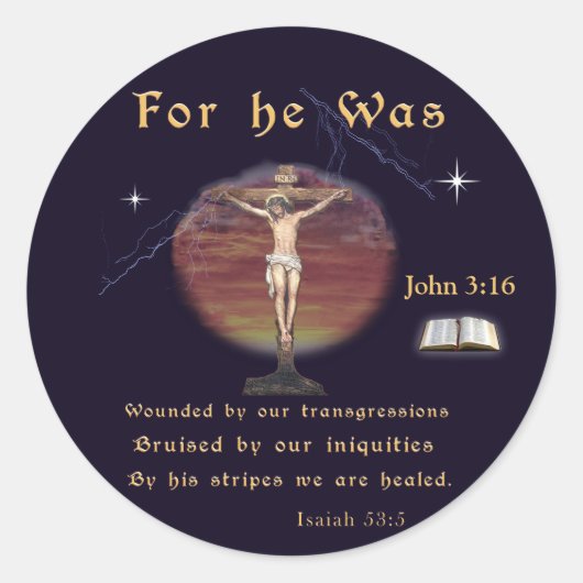 John 3:16 ronde sticker (Voorkant)