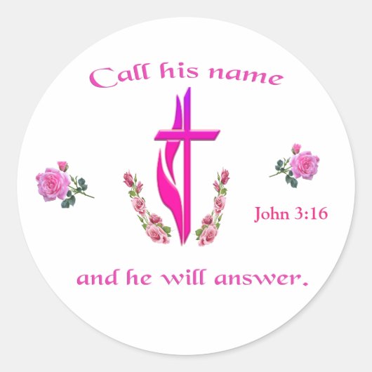 John 3:16 ronde sticker (Voorkant)
