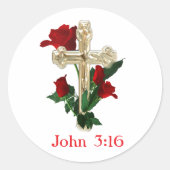 John 3:16 ronde sticker (Voorkant)