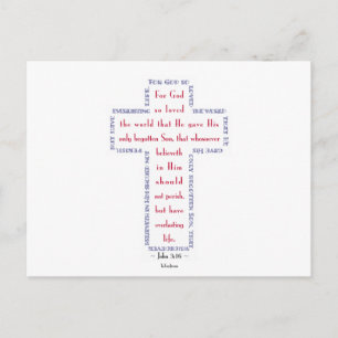 John 3:16 Rood, wit en blauw kruis Briefkaart
