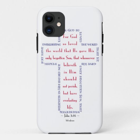 John 3:16 Rood, wit en blauw kruis Case-Mate iPhone Case (Achterkant)