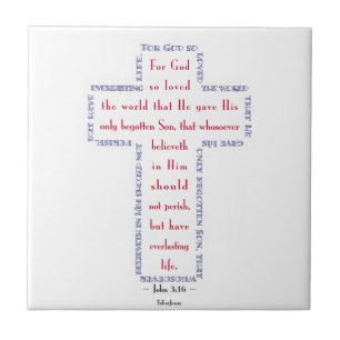 John 3:16 Rood, wit en blauw kruis Tegeltje