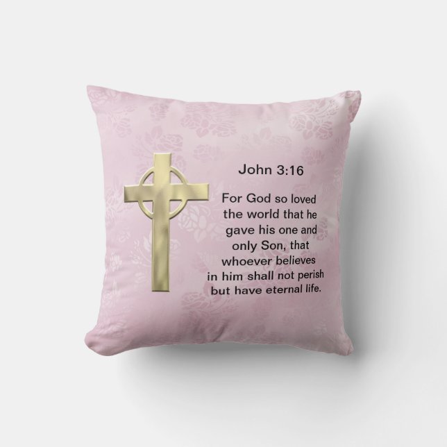 John 3:16 (roze) kussen (Voorkant)