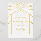 John 3:16 Scripture Christmas Photo Gold   Folie Feestdagenkaart (Voorkant)