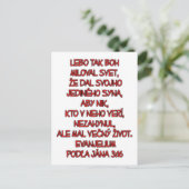 John 3:16 Slowaaks Briefkaart (Staand voorkant)