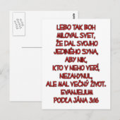 John 3:16 Slowaaks Briefkaart (Voorkant / Achterkant)