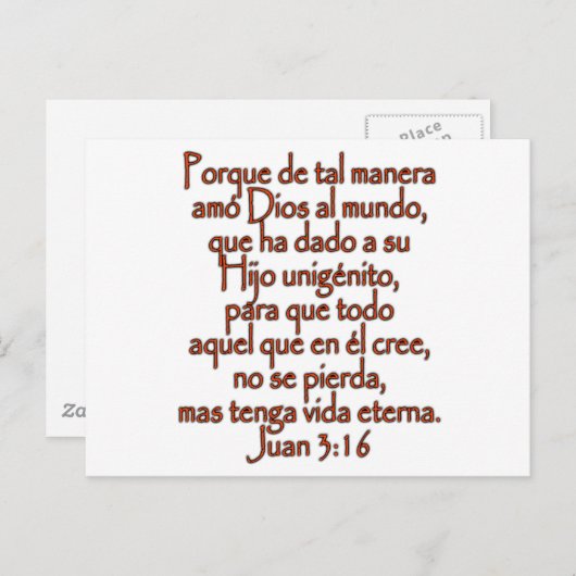 John 3:16 Spaans Briefkaart (Voorkant / Achterkant)