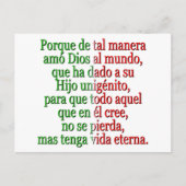 John 3:16 Spaans Briefkaart (Voorkant)