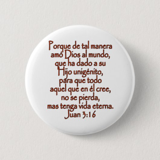 John 3:16 Spaans Ronde Button 5,7 Cm (Voorkant)