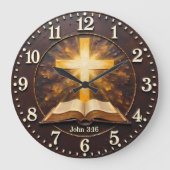 John 3:16 Stralende Schrift Grote Klok (Voorkant)