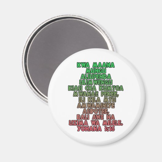 John 3:16 Swahili Magneet (Voorkant / Achterkant)