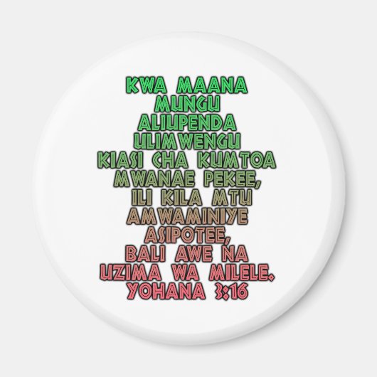 John 3:16 Swahili Magneet (Voorkant)