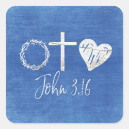 John 3.16 Symbolen Christelijk Vierkante Sticker