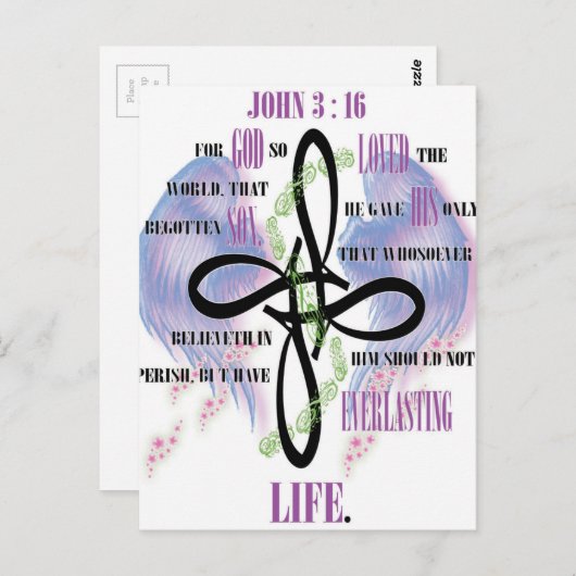 John 3:16-tattoo ontwerp briefkaart (Voorkant / Achterkant)