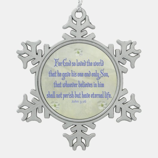 John 3:16 tin sneeuwvlok ornament (Voorkant)