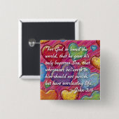 John 3:16-toets vierkante button 5,1 cm (Voorkant /achterkant)