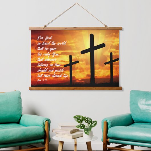 JOHN 3:16 TRENDY BIBLE VERSE CHRISTELIJK GIFT HANGEND WANDKLEED (Woonkamer)
