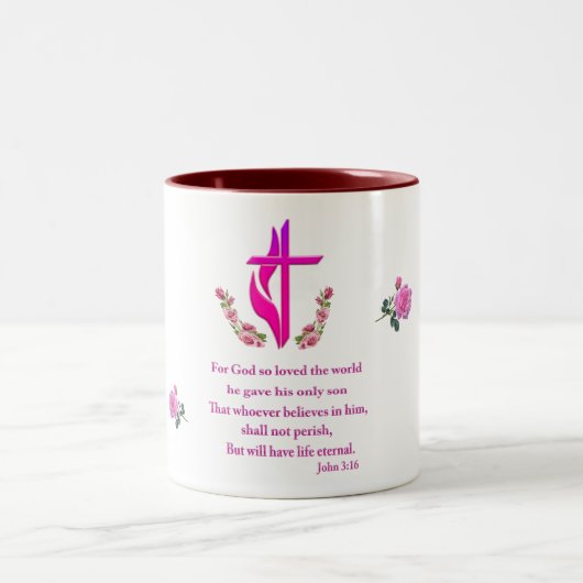 John 3:16 tweekleurige koffiemok (Center)