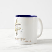 John 3:16 tweekleurige koffiemok (Voorkant rechts)