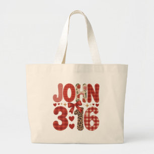 John 3:16 Valentijn Jumbo Tote Grote Tote Bag