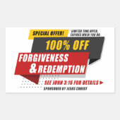 John 3:16 Vergeving & Verlossing Speciale Aanbiedi Rechthoekige Sticker (Voorkant)