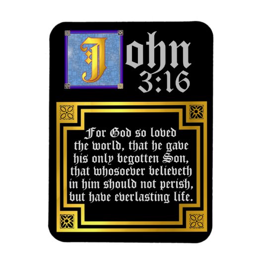 John 3:16 Verlichte briefing (bijbelprijsopgave) Magneet (Verticaal)