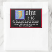 John 3 16 Verlichte briefing (bijbelprijsopgave) Rechthoekige Sticker (Tas)