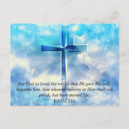John 3:16 Verse Blue Sky Christelijke Cross Gods L Briefkaart
