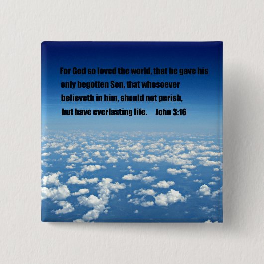 John 3:16 vierkante button 5,1 cm (Voorkant)