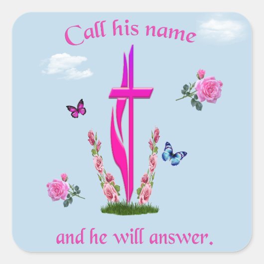 John 3:16 vierkante sticker (Voorkant)